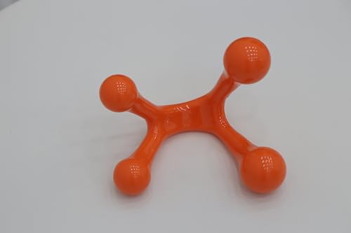 Handheld 4 Point Massager, Manual Pressure Point Tool for Full Body Pain Relief, Palm Fit Self-Massage Hook-Orange (Orange)
