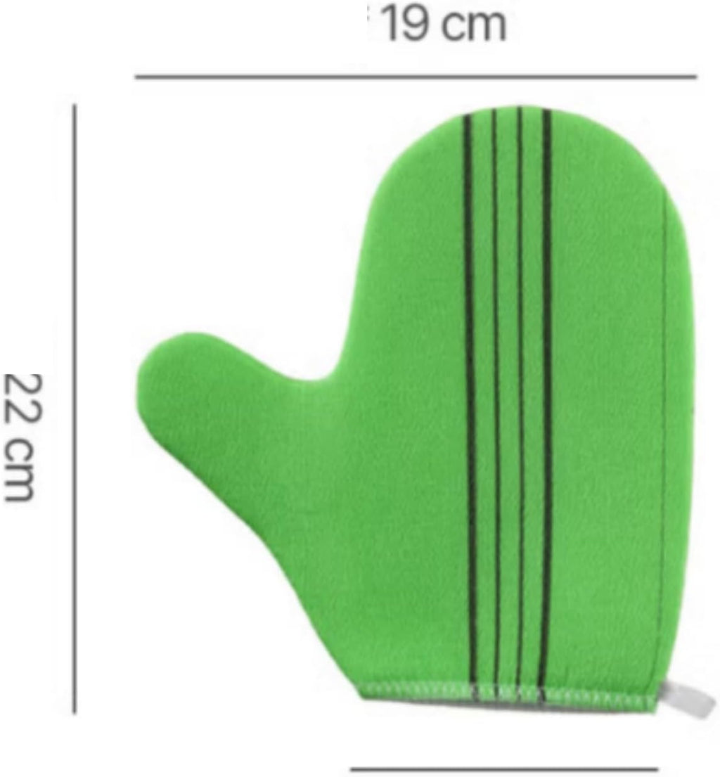 K-Beauty Ultimate Exfoliation Duo: Korean Thumb-Loop Body Scrub Mitt & Back Scrubber Stick Set Achieve Glowing Sk